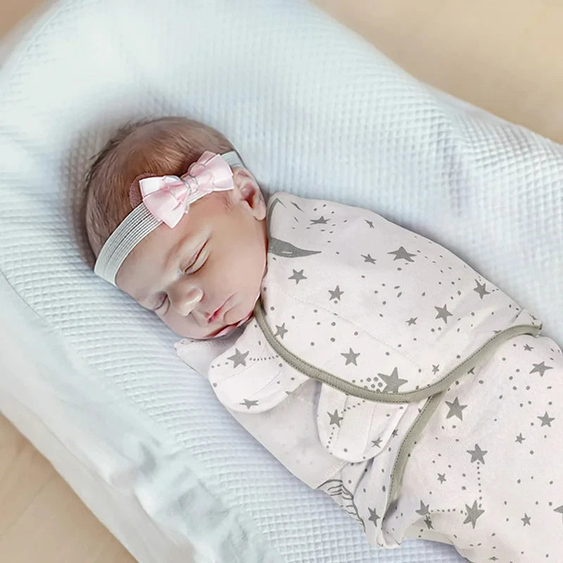 Baby Blanket Hat Set Cartoon Printed Cotton Newborn Swaddle Adjustable Infant Blankets Wraps Applicable All Seasons 0-6 Months